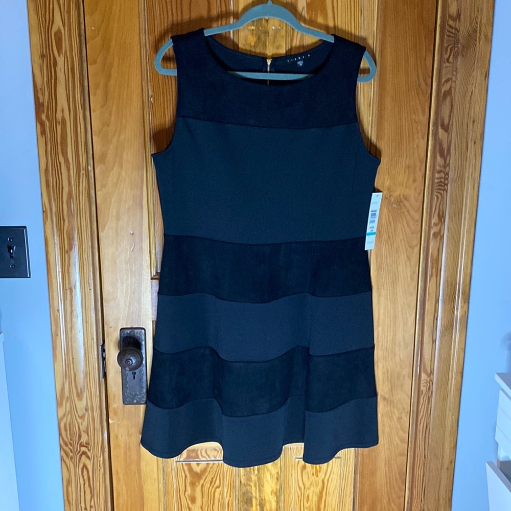 Tianna B black and suede stripe dress 16 NWT